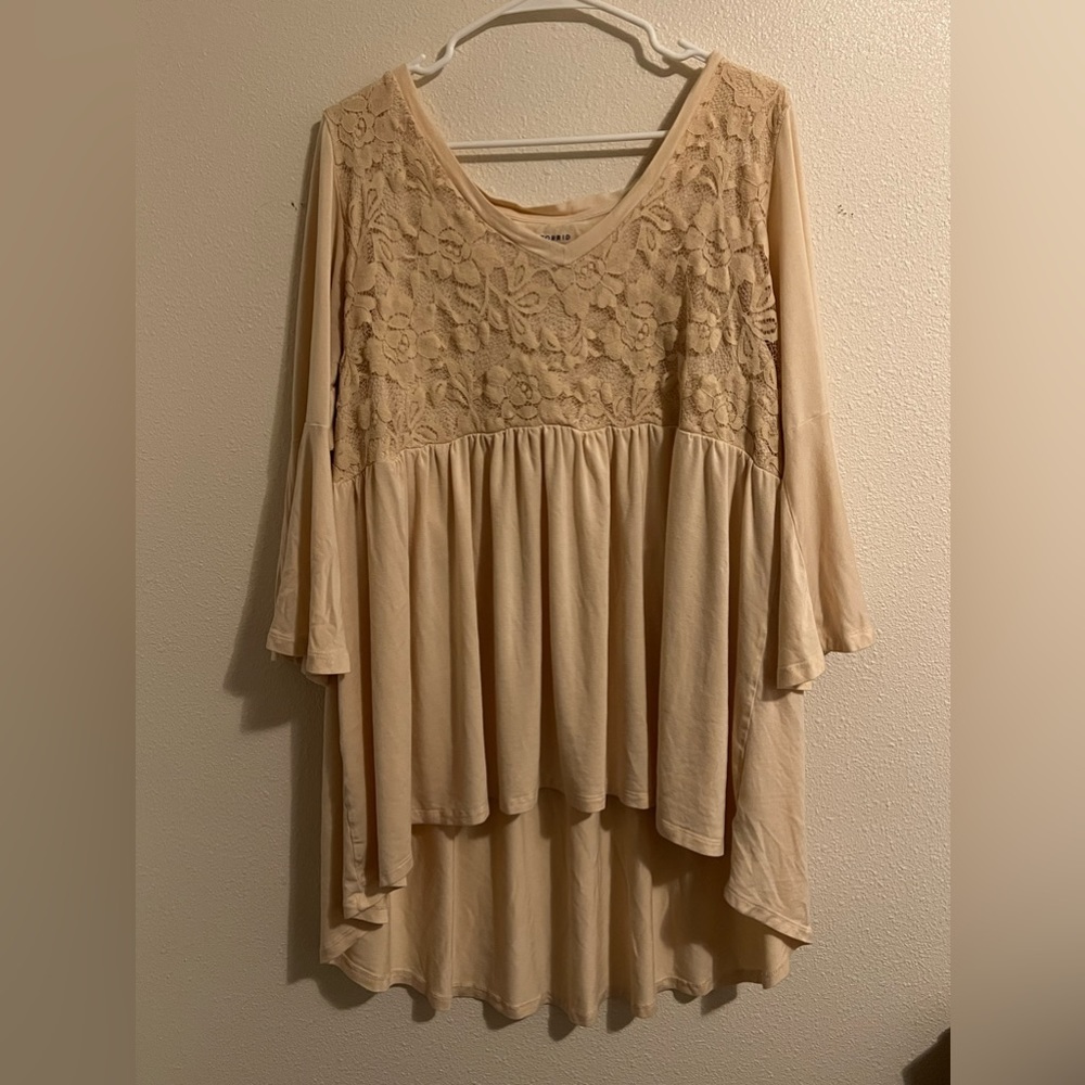 Torrid White Blouse, Floral Lace